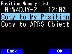 6 Settings & Controls 6.12.5 Position Memory Registration Positional information that has been registered can be copied easily to "My Position" or "Object".