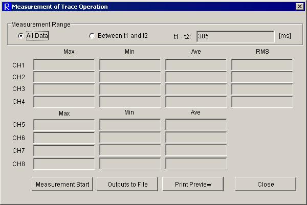 3.26.6. Measurement of Trace Operation When click Trace Operation - Measurement, the following appears. Here sets the data display of trace operation.