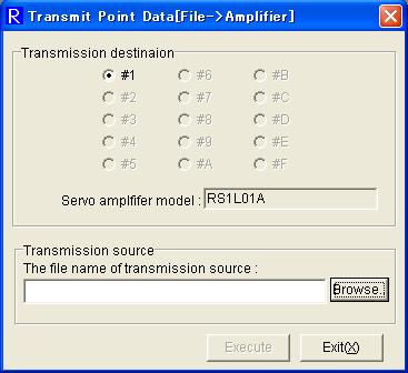 Select the axis number of the transmission destination servo amplifier from Transmission destination. 2. Click [Browse] in Transmission source, and the following file selecting dialog appears.