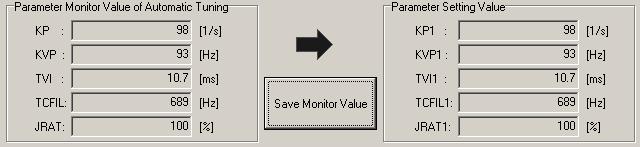 Click [Save Monitor Value] The parameter which was selected by [Setting Parameter] in [Parameter Monitor