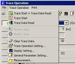 Save As: Save the trace operation data which is now being displayed as the other name in a file. Exit: Exit trace operation.