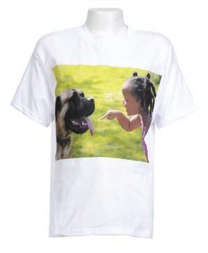 APPAREL Photo T-Shirts 50/50 white cotton/polyester blend Photo is printed on the front of the shirt Image size will vary depending on size of the shirt Available in youth sizes S,