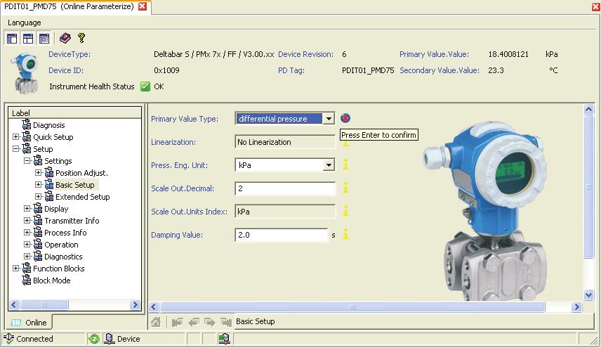 Ex. 2-1 Differential-Pressure Transmitter Configuration Procedure 22. Select Block Mode in the parameters tree.