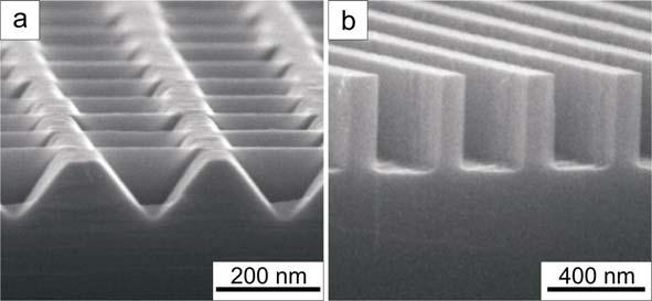 Figure 29: SEM micrographs of KOH etched structure in (a) (100) and (b) (110) silicon substrates. Table 2.