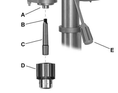 Adjust the position of the table to approximately seven inches below the spindle assembly (D, Fig. 3) and lock in place. Referring to Figure 4: 2.
