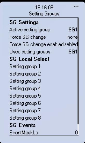 Figure 3.1.2.3-15 AQ-200 series IED Controls Enabled sub- menu. SETTING GROUPS Active setting group displays the current active setting group 1 8.