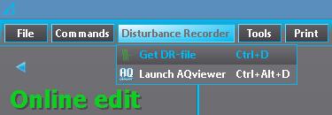 First the recording has to be read from the memory of the IED by selecting Disturbance Recorder Get DR-file. The file is stored to folder in PC hard disk drive.