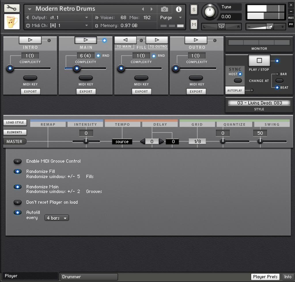 Player (3) Set the Preferences for the Player Enable MIDI Groove Control: on by default, assigns the first 2 octaves of the MIDI spec to the Player, allowing to assign any of 15 MIDI Keys to remote