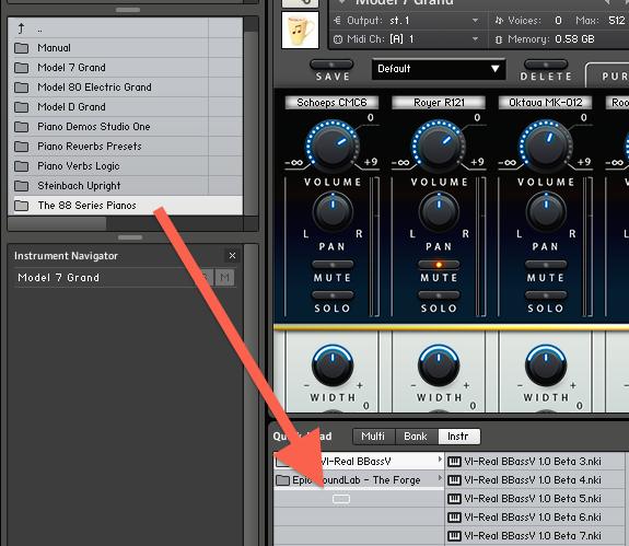 Quick Load You can use Kontakt s Quick Load feature to easily access the