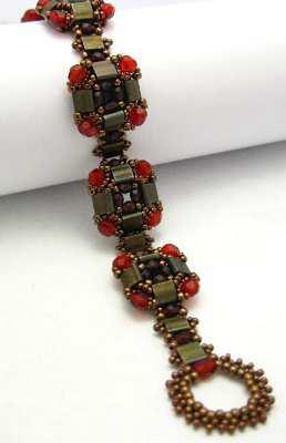 You can achieve a more metallic look with regular #457 Miyuki seed beads and #457 Tila beads.