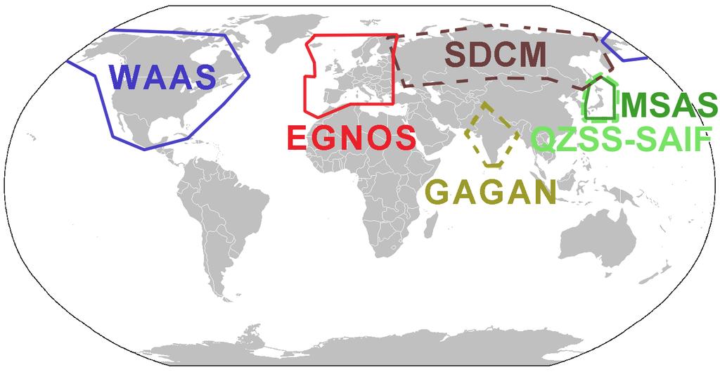 SBAS Service Areas Source: Wikipedia, 2015
