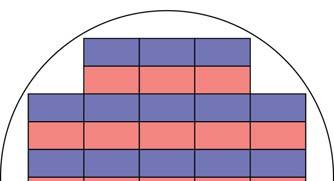 Here the top half of the interposer (purple) is field 1 on the reticle and the bottom half of the interposer (pink) is field 2 on the reticle. Figure 2.