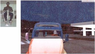 Fig. 2 cab Virtual human and the real driver in the immersive truck simulate a person leaning out the window of a vehicle cab and flipping a switch at the same time using these traditional devices.