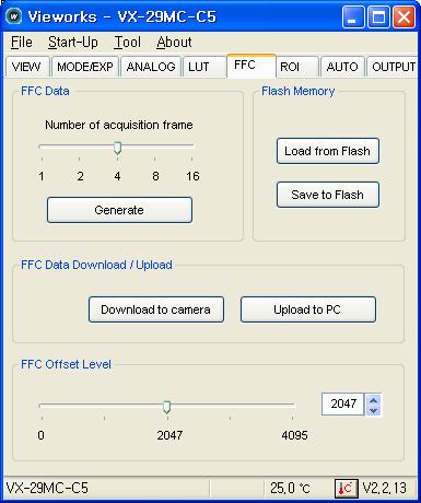 11.3.5 FFC Tab The FFC tab allows you to set the Flat Field Correction settings. All scroll bars are controllable with the mouse wheel scroll. Figure 11.