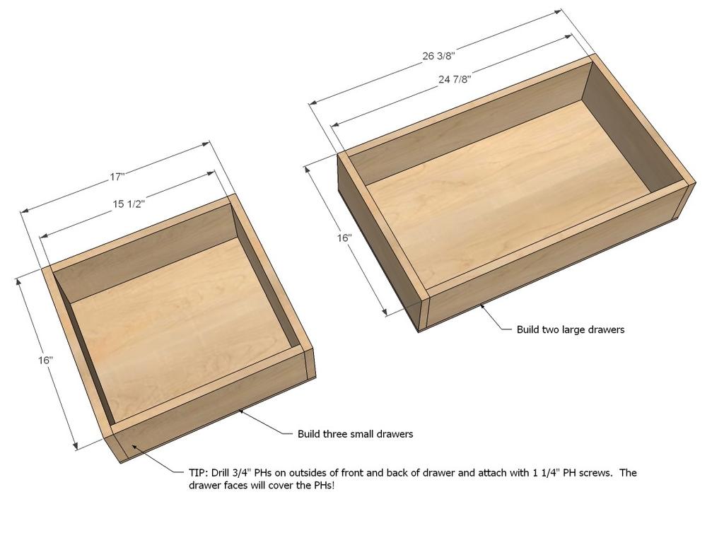 [24] Build your drawers to fit openings, 1" less in overall width than inside