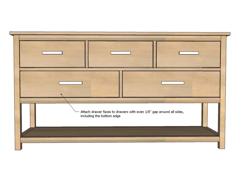 [26] Step 9 Instructions: Insert drawers and attach drawer faces with even