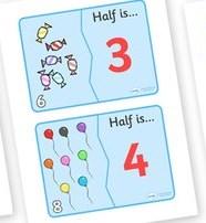 Once confident with this, children can begin to learn the doubles of numbers to 10 and the halves