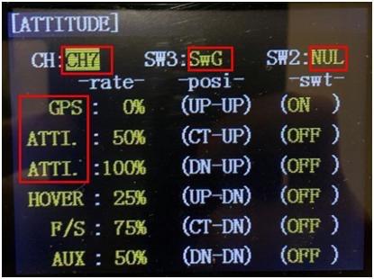 below: [CH] = CH7 [SW3] = SwG [SW2] = NULL [GPS] = 0%