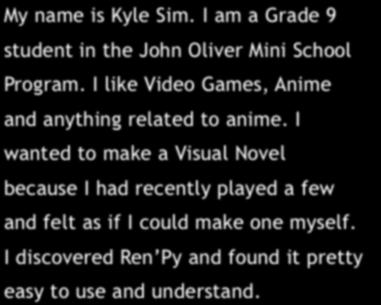 CHAPTER 1 INTRO My name is Kyle Sim.