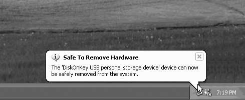 A message appears indicating that the hardware can be safely