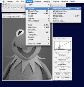 7. Move the mouse over the grayscale image. Note that the pixel coordinates are unchanged, but the Value is now a single number. What pixel values correspond to dark areas? What values to light areas?