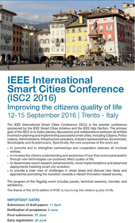 Trento Smart City Week IEEE Second International Smart Cities Conference 12-15 September, 2016
