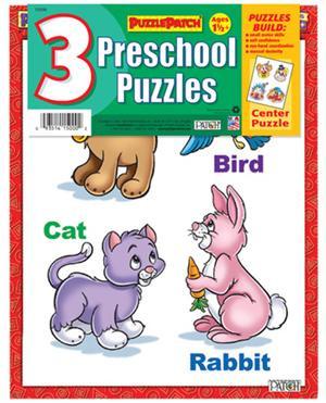 Set includes cat, bird and rabbit puzzles. Ages 1 1/2 to 3. 0402350E $3.75 The big, chunky pieces of this colorful puzzle make it easy for toddlers and preschoolers to group the pieces.