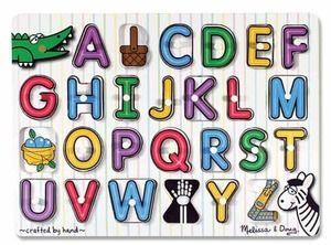 A colorful picture under each uppercase alphabet piece shows an image beginning with the same letter, helping to develop letter recognition and pre-reading skills!