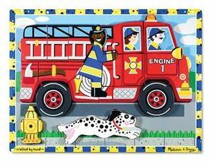 Cardboard s Fire Truck Chunky Wooden This extra thick puzzle includes eighteen easy-grasp, chunky wooden pieces that when assembled,