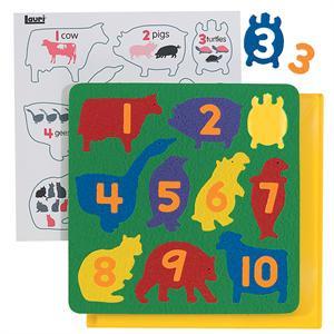 Numbers fit into individual animal frames, and the animals fit into the 11" square puzzle frame.