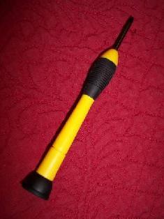 I prefer something with a little more grip, so I use a Stanley precision screwdriver