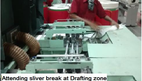 Activities at Drafting Zone: Interchange top rollers in