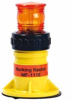 MF-1117 Marking flasher High intensity xenon flash strobe light. Requires external power, 12-24V DC. Water resistant to IP 68. Flash rate: 90 flash per minute. Optional colour lenses available.