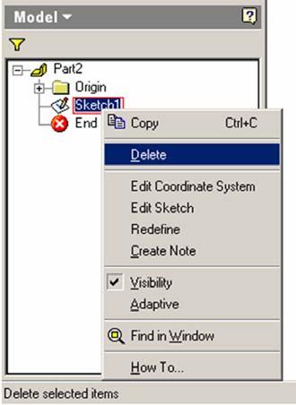 ipt part file; the Sketch1 feature is automatically created; click the Return button to exit the