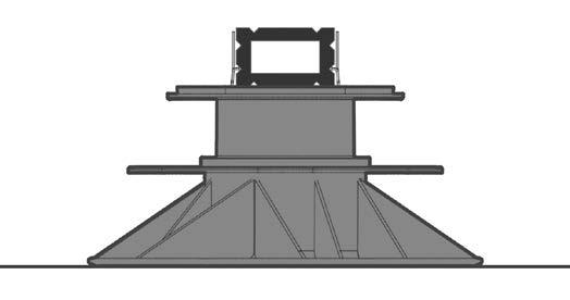fusing the fixing clips together - Pedestal: 50-90 mm height adjustable - Pedestal extender: 35 mm - Floor space: Ø 200 mm - Max.