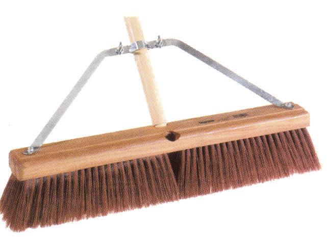 Complete with handle and braces. 04226 $32.00 04634 $52.00 K81252 24 brown palmyra garage push broom. Complete with handle and braces. 88527 $34.
