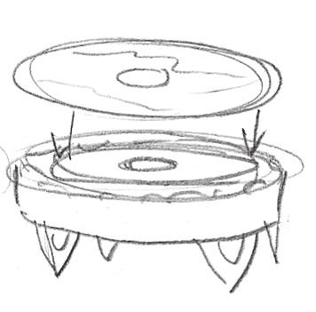 the lid on the other fig. 30 31. Glue piece 49 onto the assembled disc, using the markings on the disc to line it up (fig. 31). fig. 31 fig. 32 32.