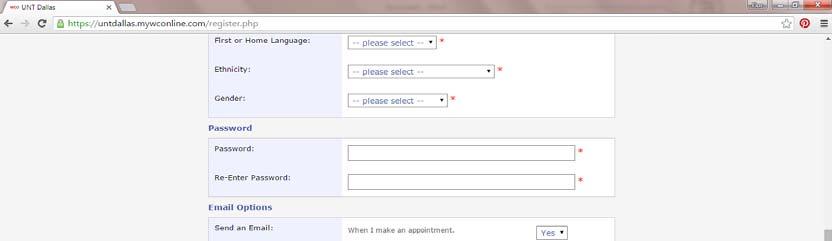 3. Once you are in the Create a New Account page, fill out the short questionnaire to create your account.