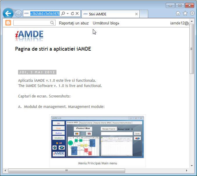 aplicaţia AMDE şi noutăţile în legătură cu metodologia AMDE, aflat la link-ul: http://newsiamde.blogspot.com/ [wnea 12a].