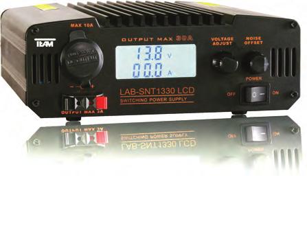 Lab-SNT1330 series radio power supplies The DC output voltage can be switched between 13.8 V fixed or adjustable in the range 9-15 V. The switch is located on the rear of the cabinet.