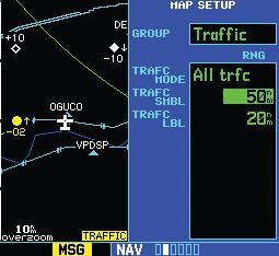 1.13 Configuring Traffic Data on the Map Page Traffic is only displayed on the Map Page if aircraft heading data is available.