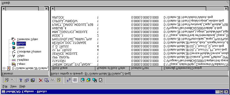 WORKING WITH THE INTELLICAD EXPLORER 169 Additional tools on the Block toolbar Tool Function ( ) Insert External File Blocks Inserts a drawing available from disk as a block.