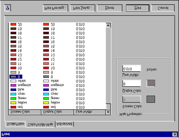 FORMATTING AND PRINTING DRAWINGS 319 D A B C A The color as it appears on the screen (read-only). B Click an output color to change. C Click a line width to change. D Verify or change your selections.