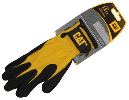 047-05533 CAT Yellow Nylon String Knit Nitrile Drip Large Glove Features: Breathable Nylon Shell, Nitrile Coated Palm And Fingers, Adjustable Wrist Closure. $11.