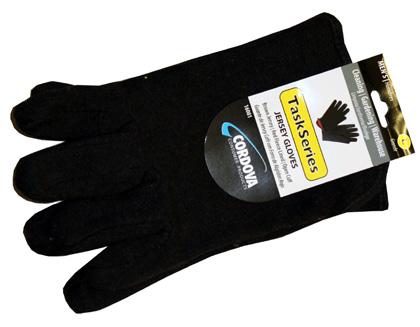 047-14003 Cordova Task Series Brown Jersey Glove Size: Small/Medium Heavy Weight, Knit Wrist. Use for Cleaning, Gardening, Warehouse. (Displayed Dimensions: 9.5"H x.5"w x.5"d) $1.