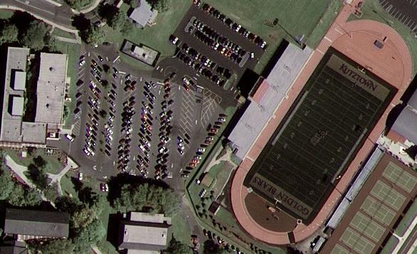 Figure 5. First GeoEye 1 Image: Kutztown, PA, October 7, 2008. (GeoEye) DigitalGlobe launched WorldView 2 in October 2009. It provides 0.46-m resolution panchromatic imagery from a 773-km orbit.
