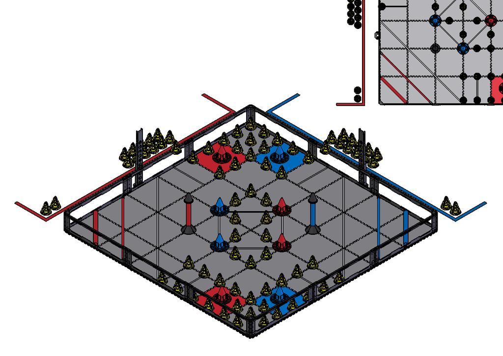 The Cones and Mobile Goals are placed as follows before the start of each match. 1. There is (1X) Cone for Preload into each Robot. 2.