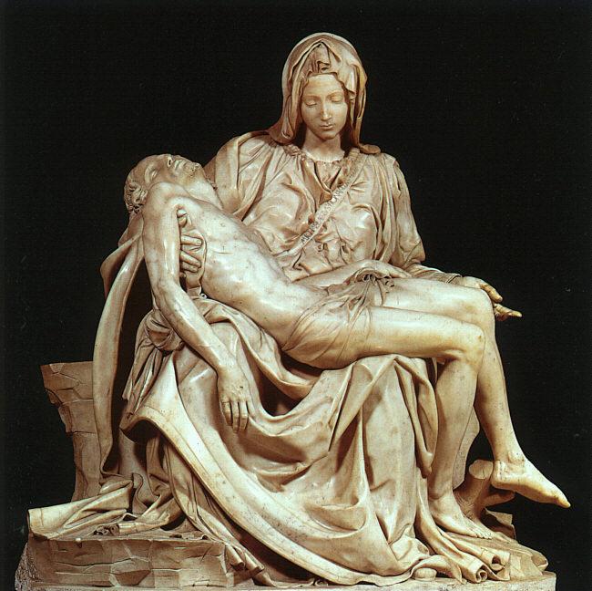 Michelangelo the sculptor: The Pieta The Pieta, Mary holding the body of Jesus after his removal from the cross,
