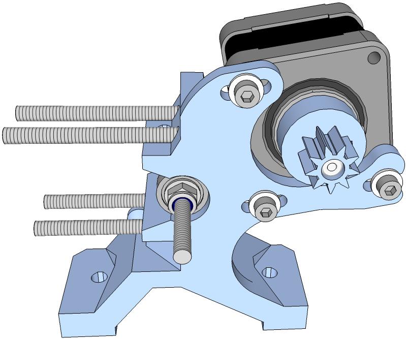 the extruder-block and the motor body.