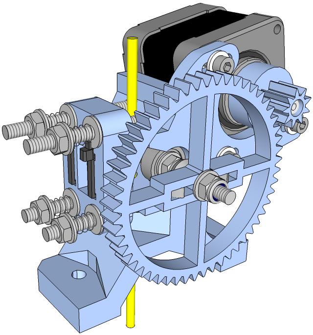 Slide the motor towards the 53-tooth-driven-gear until the teeth